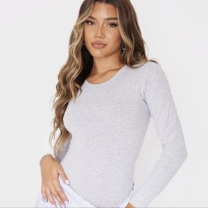 Basic Grey Crew Neck Bodysuit